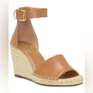 Vince Camuto Espadrille Wedge | Brown Leather | size 8.5